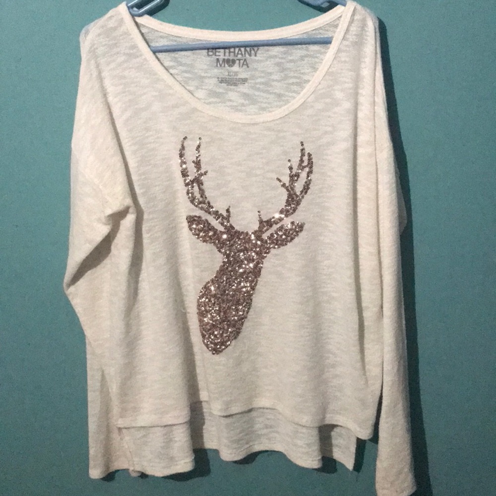 Gold sequin deer top
